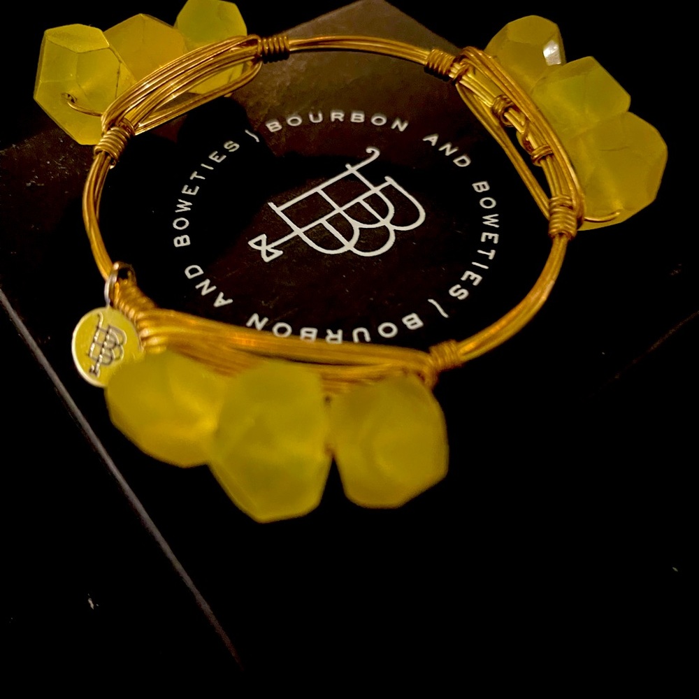 Bourbon and Bowties yellow bangle bracelet